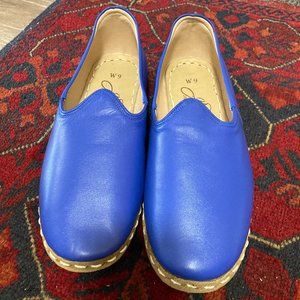 Gizze Handmade slip-on leather shoes - cobalt blue